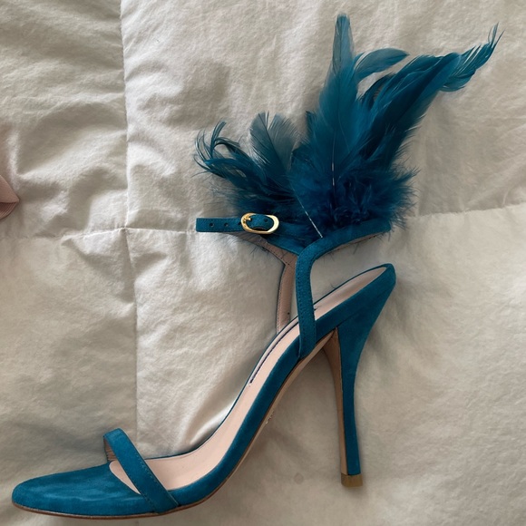 stuart weitzman feather teal heels perfect for birthday baby shower wedding - Picture 4 of 5